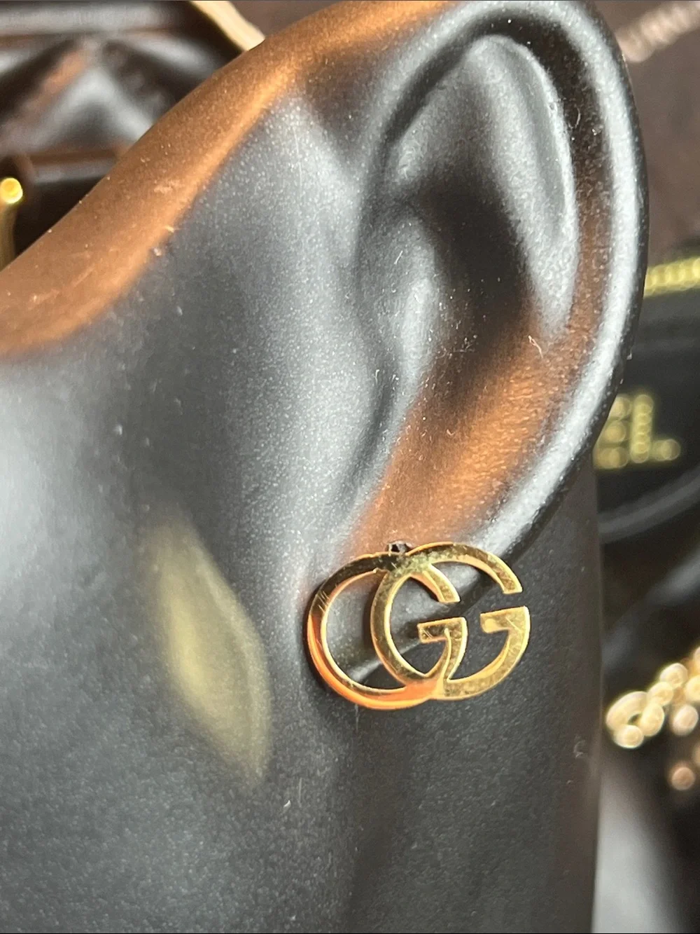 Gold Double G Logo Stud Earrings